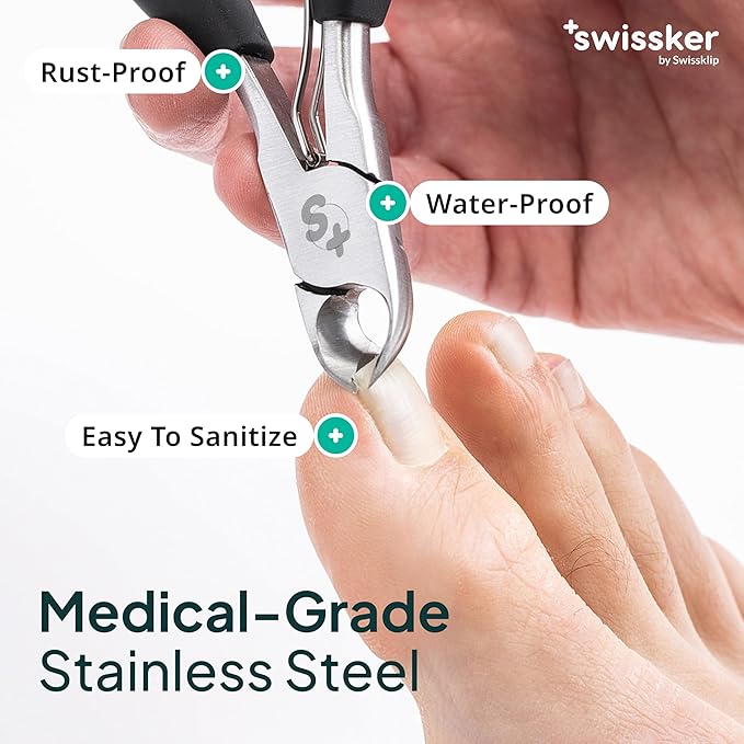 Swissker by Swissklip Heavy Duty Toenail Clippers for Men and Women – Professional Ergonomic Large Toe Nail Cutter & Trimmer for Thick Nails Seniors, Long Handle Toe Nail Clipper – 2 Pack