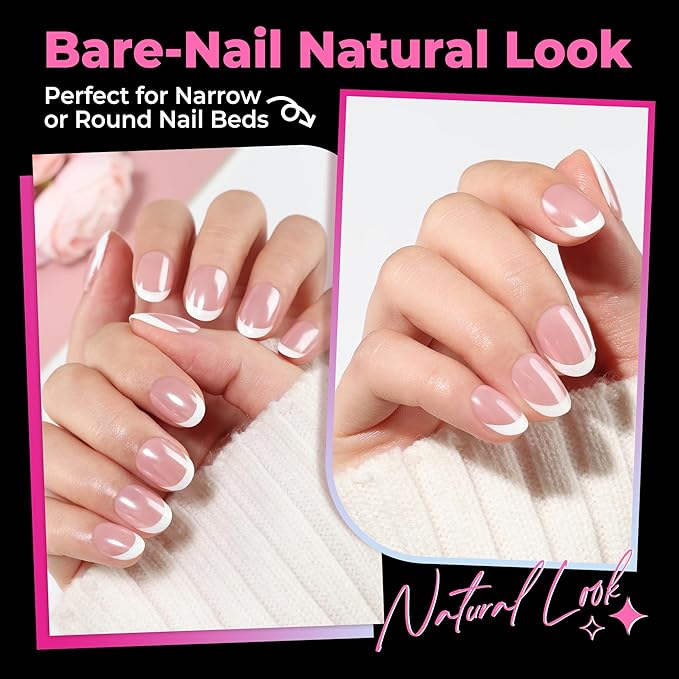 UNA GELLA Extra Short Oval Nail Tips, Pre-Etched Round Clear Fake Nails 216pcs Soft Gel Acrylic Nail Tips Full Cover False Ultra Short Gel Nail Tip for Beginners Nail Salon Extensions 12 Sizes