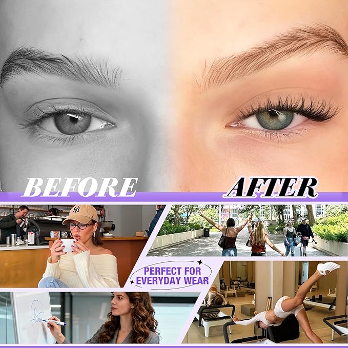 Natural Lash Clusters 8MM 10MM 12MM Eyelash Clusters Short Wispy DIY Spider Lash Extensions CC Curve Individual Lashes Fluffy Cluster Eyelash Extensions for Clean Girl & No Makeup