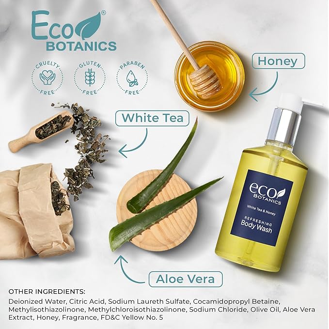 Terra Pure Eco Botanics Body Wash, Retail Size Hotel Amenities, 10.14 oz. (Single)