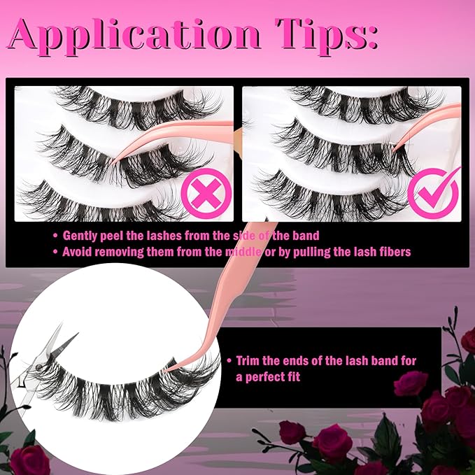 Veleasha Russian Strip Lashes with Clear Band Looks Like Eyelash Extensions D Curl Lash Strips 10 Pairs Pack (DT11)