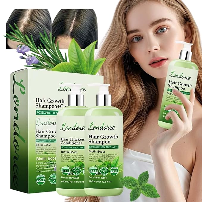Rosemary Shampoo and Conditioner Set for Hair Growth – Biotin & Tea Tree Oil – Thickening & Strengthening Formula for Thinning Hair, Hair Loss, Scalp Therapy – 13.5 fl oz Each (400ml)