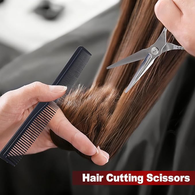 Hair Cutting Scissors kit Professional Home Hair Cutting Barber Grooming Thinning Shears Set 440C Stainless Steel Hair Cutting Scissors Shears Kit (Silver)