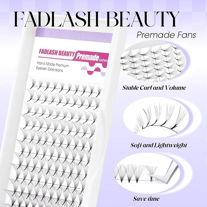 Premade Fans Eyelash Extensions 0.07D Curl Individual Lashes 6D Premade Easy Fan Lashes Soft Lash Extensions 8-14mm for Professional Salon Use(0.07D-13mm)