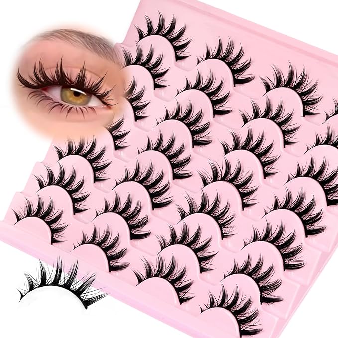 Losha Lashes Spiky Manga Lashes 14 Pairs Anime False Eyelashes Natural Wispy Eye Lashes Pack Soft Asian Fake Eyelashes (Fairy Only)