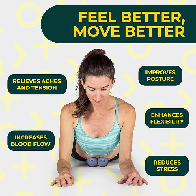 Deep Recovery Yoga Deep Tissue Massage Ball Set, Firm Density – 2.9-Inch Myofascial Release Balls for Feet, Back, Neck, Legs & Arms – Trigger Point & Mobility Therapy (2-Pack)