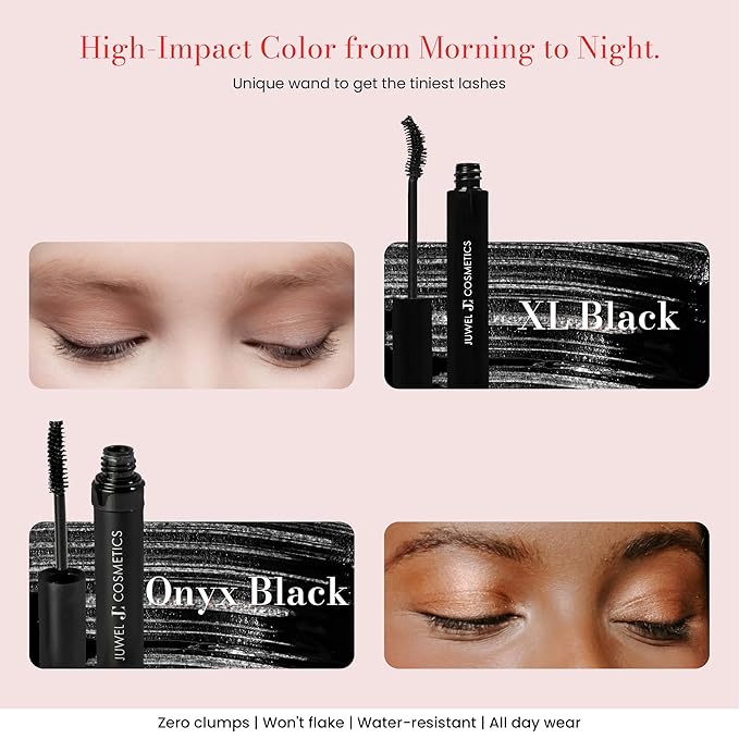 Juwel Cosmetics XL Black Mascara, Volumizing and Lengthening, Long-Wear Waterproof High-definition Formula with Carnauba Wax and Beeswax, pH Balanced for Sensitive Eyes, Paraben-free, 10ml