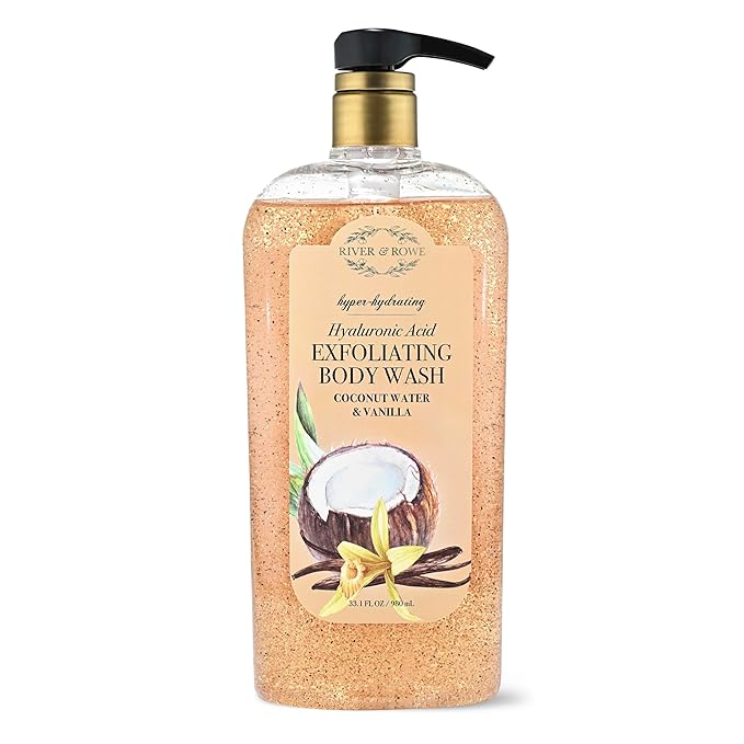 RIVER & ROWE Coconut Water & Vanilla Hyaluronic Acid Exfoliating Body Wash
