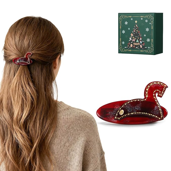 Red Hair Clips for Women Premium, Small Hair Barrettes for Women Thin Hair, French Hair Barrettes No Slip for Girls Daughter for Valentine's Birthday Year of the Horse 2026 Gift
