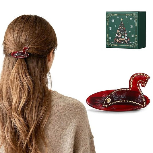Red Hair Clips for Women Premium, Small Hair Barrettes for Women Thin Hair, French Hair Barrettes No Slip for Girls Daughter for Valentine's Birthday Year of the Horse 2026 Gift