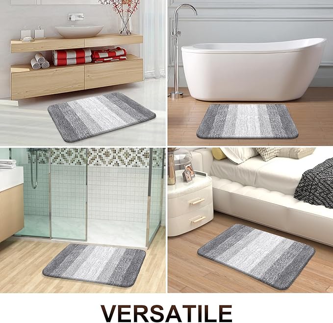 OLANLY Bathroom Rugs Mat 70x46, Extra Soft Absorbent Microfiber Bath Rugs, Rubber Backing, Quick Dry, Machine Washable Bath Mats for Bathroom Floor, Tub and Shower, Home Decor Accessories, Light Grey