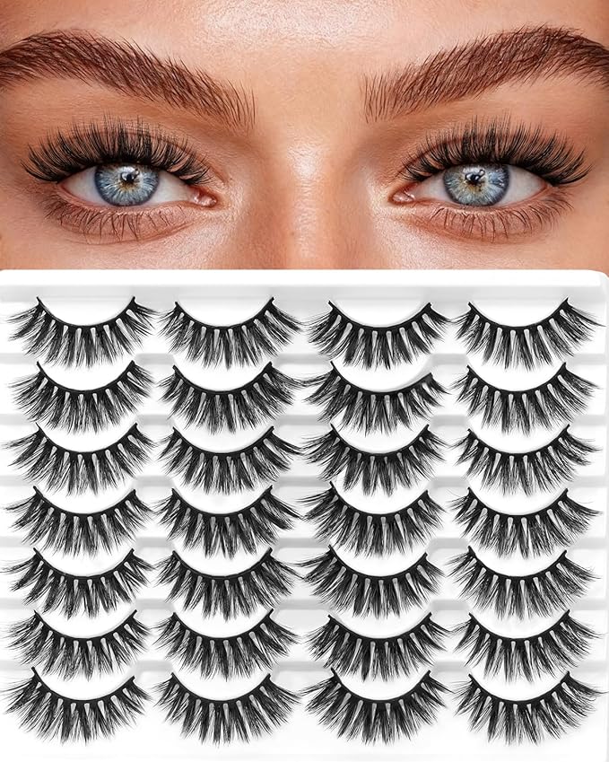 Losha Eyelashes Natural Look Faux Mink Lashes Pack Handmade Fluffy False Eyelashes 14 Pairs Eye Lashes (811)