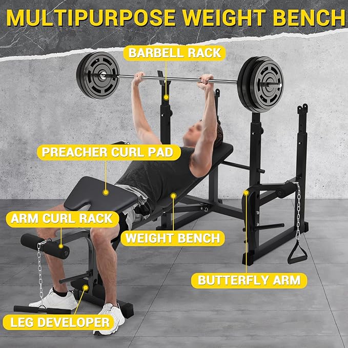 Adjustable Weight Bench Set for Home Gym