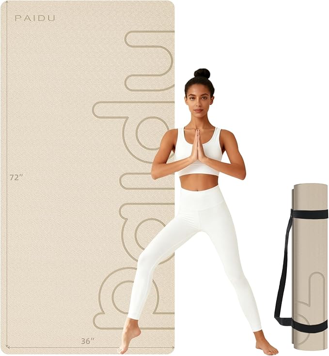 Large Yoga Mat, 72" x 36" x 2/5"（10MM） Thick Non-Slip Exercise Mat, SGS-Certified POE Material, Ideal for Home Gym, Yoga, Pilates, Fitness Workouts & Floor Mat