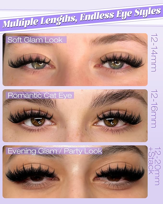 Volume Lash Clusters Kit with Spikes Manga Eyelash Clusters Wispy Cluster Eyelash Extensions Kit 12-20mm D Curl Spiky Individual Lashes DIY Lash Extension Kit with Quick-Dry Bond & Seal, Lash Tweezer