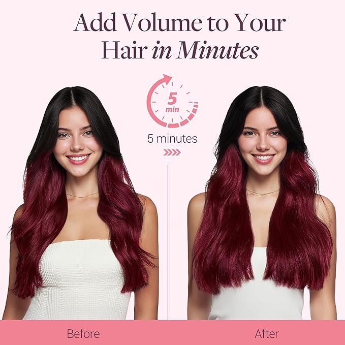 GOO GOO Invisi Edge Clip in Hair Extensions 16inch 120g 7Pcs Injected Seamless PU Clip in Hair Extensions, Virgin Real Human Hair, 1/99J Balayage Jet Black to Red
