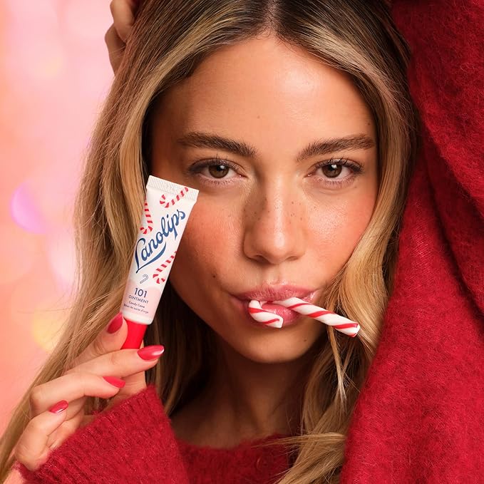 Lanolips 101 Ointment - Lanolin Lip Balm for Smooth, Hydrated & Healthy Lips - Multipurpose Ointment with Lanolin Oil for Dry Cuticles & More - Candy Cane (0.35 oz)