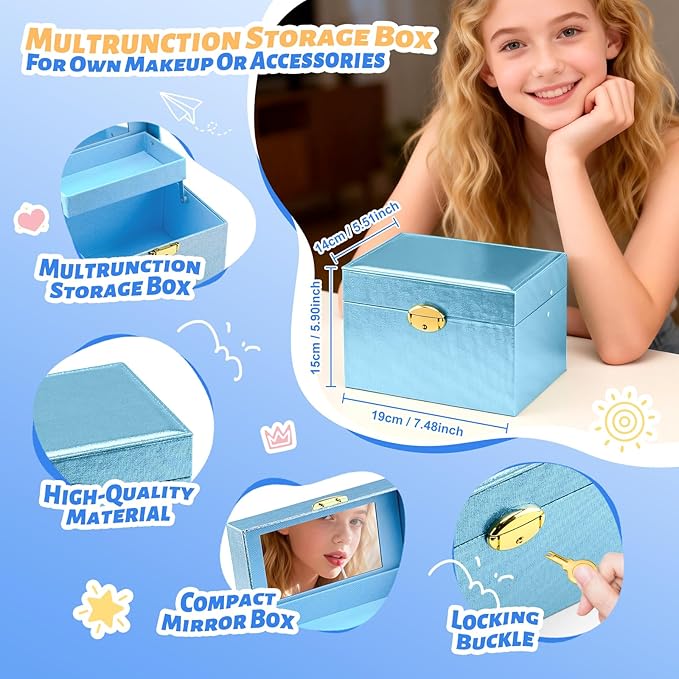 Color Nymph Makeup Sets For Teens Girls with Storage Box, All In One Girls Make up Kit for Girl Women Full Kit with Eyeshadow Blush Contour Highlighter Lipgloss Lipliner Eyeliner Lip Balm and Mirror