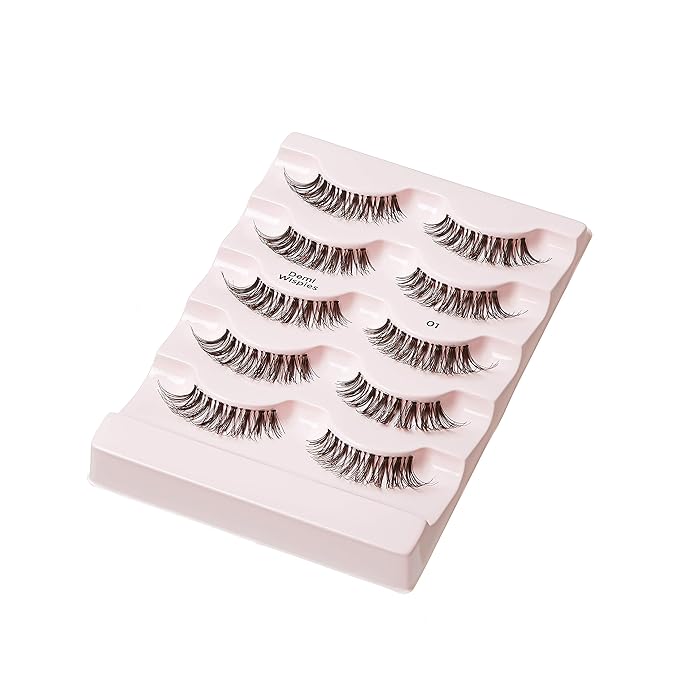 i-ENVY False Eyelashes and Lash Adhesive Set Demi Wispies Natural Lashes 5 Pairs Fake Eye Lashes (Clear)