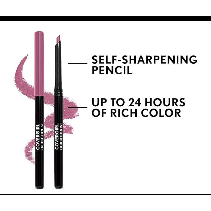 COVERGIRL - Exhibitionist All-Day Lip Liner, Retractable Tip, Easy application, Smudge, Transfer, Mask - Proof, 100% Cruelty-Free (Pack of 2)