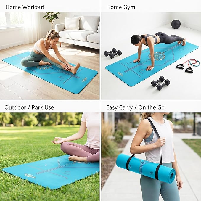 Aloha Bliss Premium Yoga Mat – 72” x 27 - Thick, Non-Slip & Durable | Sweat-Resistant, Lightweight & Portable | Perfect for Yoga, Pilates, Home Workouts, Gym & Studio Practice - Eco-Friendly