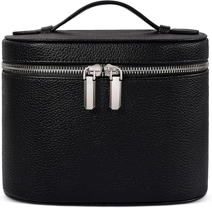 honitty Makeup Bag, Travel Make up Case with Compartments and Handle, Portable Cosmetic Organizer Bags,Toiletry Bag for Women