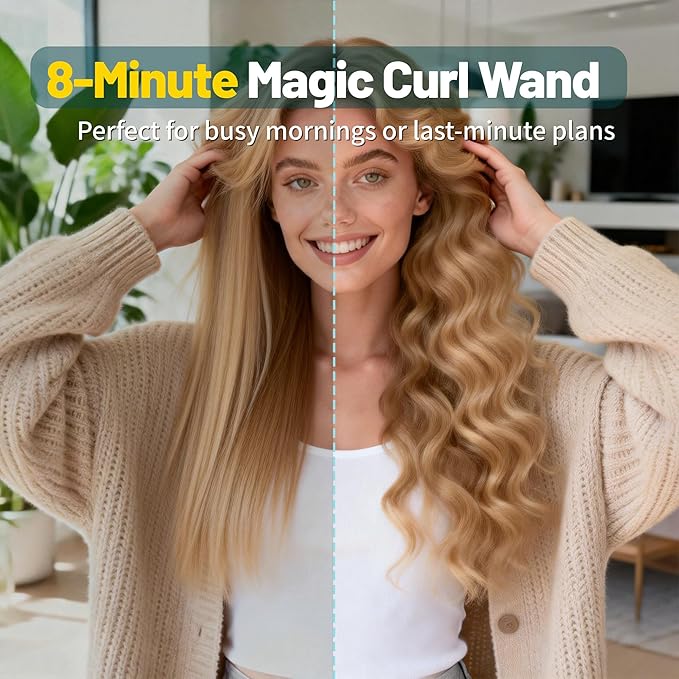 Upgraded Automatic Rotating Curling Iron - CurlPro Plus Long Barrel Curling Wand for Long Hair, Ceramic Hair Curler for Women, Anti-Scald, Tangle-Free, 600M Ionic, Dual Voltage (Dark Grey)