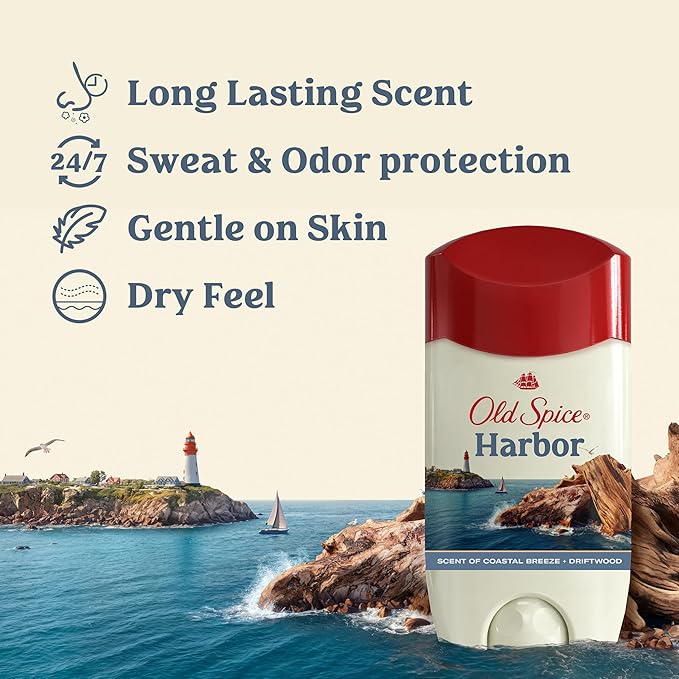 Old Spice Antiperspirant Deodorant for Men, Harbor Scent, 48 Hr Odor Protection, 2.6 oz (Pack of 3)