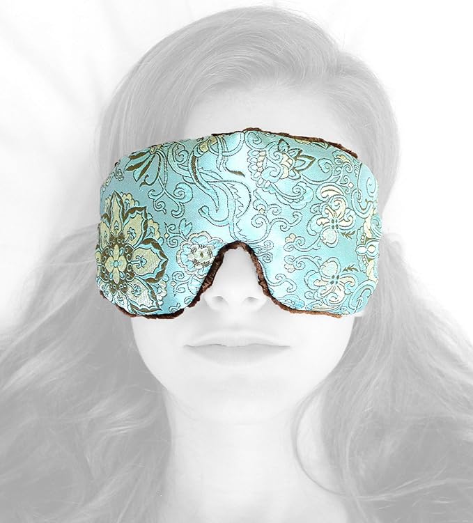 Candi Andi Handmade Opulence Yoga Eye Pillow - Weighted Flaxseed Fill, Lavender Aromatherapy, Satin & Velvet, Adjustable Strap - Ideal for Meditation & Restful Sleep - Blue Lagoon - TEMFL-BL