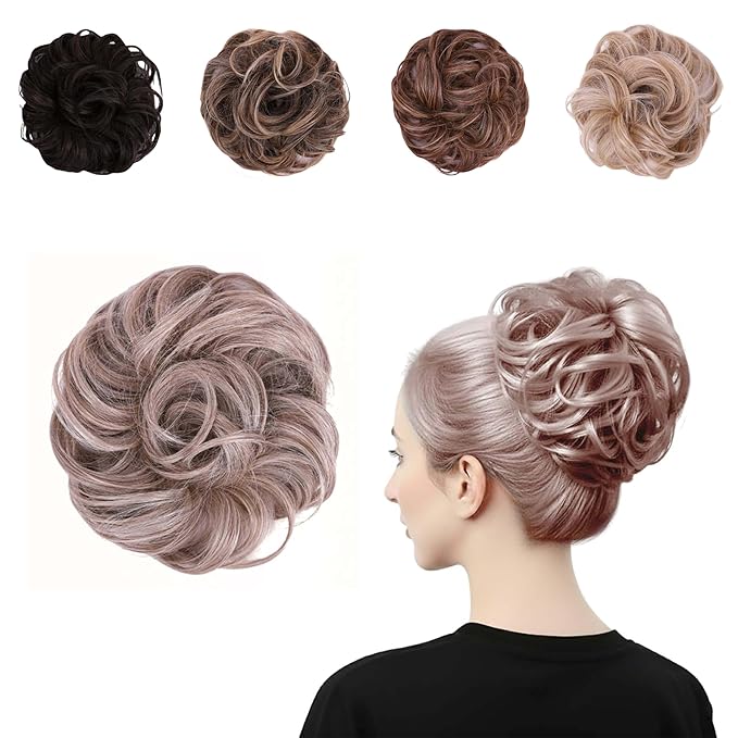 Juvabun Messy Bun 2.0 Light Blonde Hair Bun Extension Messy Bun Scrunchie Lightweight Washable for Women Hairstyles