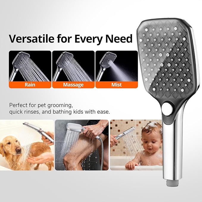 XXL 12.2" Rain Shower Head with Handheld Spray Combo, High Pressure Rainfall Shower Head, Height Adjustable Dual Shower Head, Luxury Waterfall Showerhead Bathroom