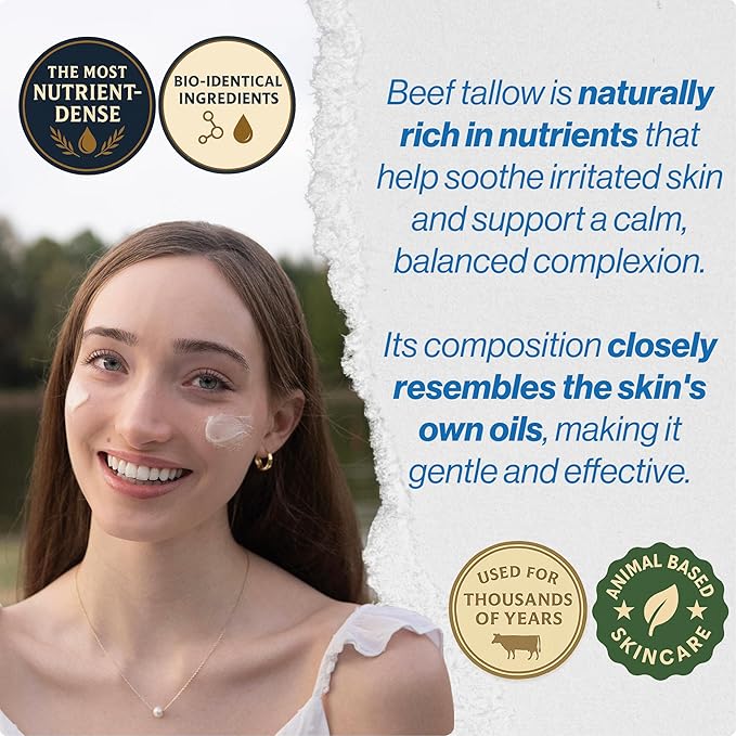 COW GUYS | Original, Tallow Balm For Face, Grass Fed Tallow For Skin, Beef Tallow Face Cream, Face Tallow, Essential Oil Cream, Moderate, Cold Pressed, Sweet Almond Oil, Natural Skincare
