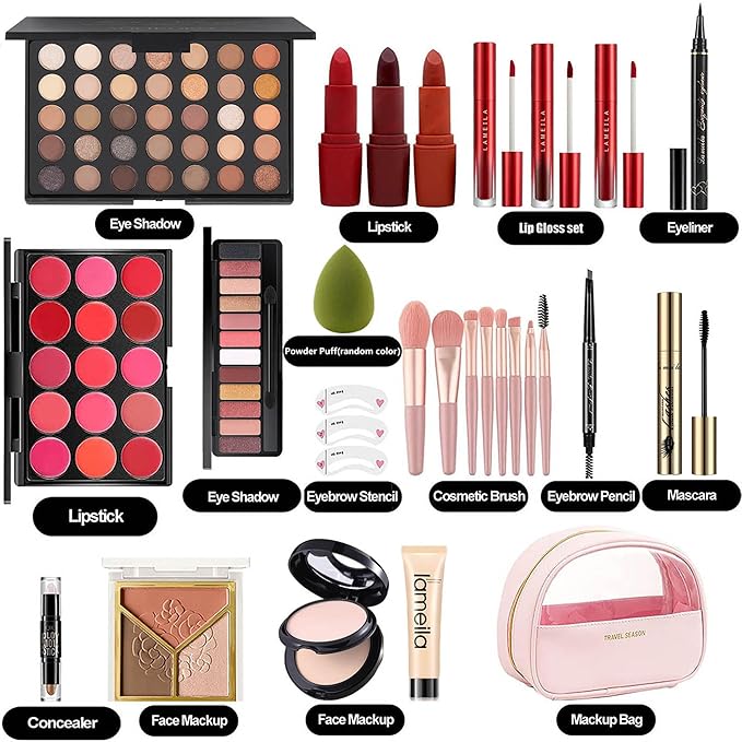 MISS ROSE M All In One Full Makeup Kit for Women, Multipurpose Makeup Sets, Beginners and Professionals Alike, Easy to Carry(Pink)