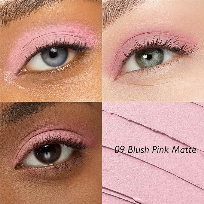 Dual-Ended Pink Eyeshadow Stick - Long-Lasting Cream Eye Shadow Stick Crease-Proof Matte Eyeshadow Pencil, Easily Blendable Multi-Use Eyeliner Eye Brightener Makeup with Built-in Smudger, 09
