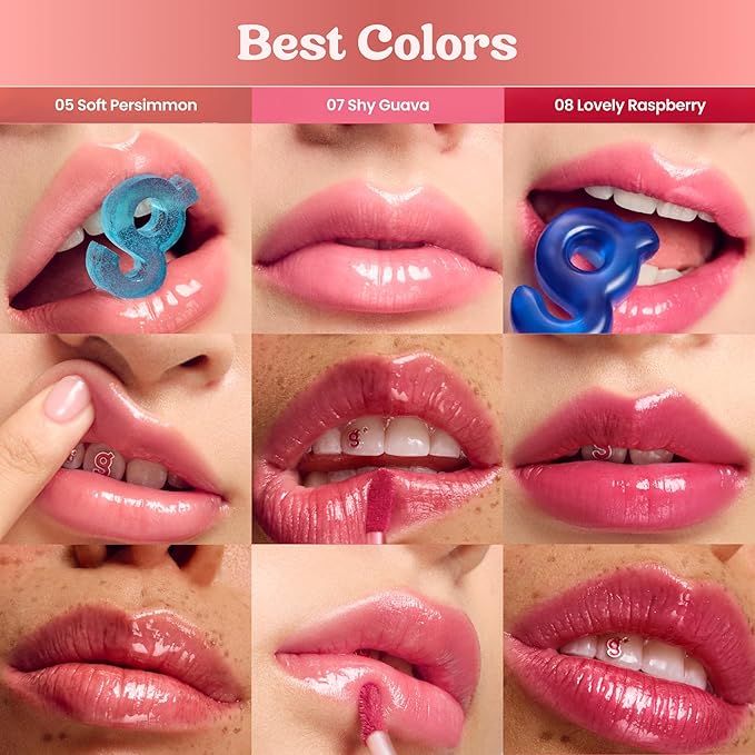 COLORGRAM Fruity Glass Tint 07 Shy Guava | Korean Long Lasting & Waterproof Lip Stain| Glossy Lip Gloss with Lovely Soft Pink Shade | Buildable, Blendable, Moisturizing, Non-Sticky | 0.11 Oz