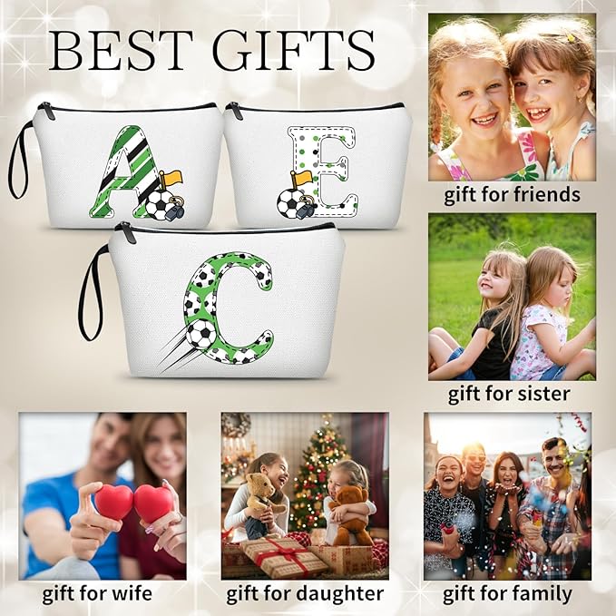 ARIOSEY Soccer Gifts Personalized Soccer Ball Cosmetic Bag for Purse Birthday Inspirational Gifts for Girls Women Team Coach Mom Stuff Travel Organizer-C