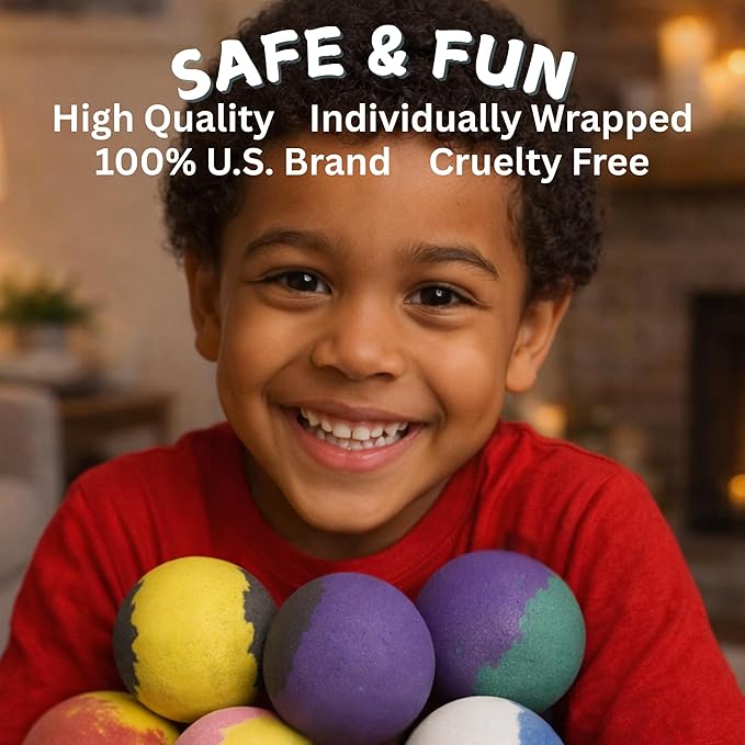 EvolutionUSA Black Epic Superhero Bath Bombs for Kids, 6 Super Hero Bath Bombs with Toy Inside, Lush Childrens Bathbombs, Organic Bathbomb with Surprise Inside, Fizzy Fun Superhero Bath Balls