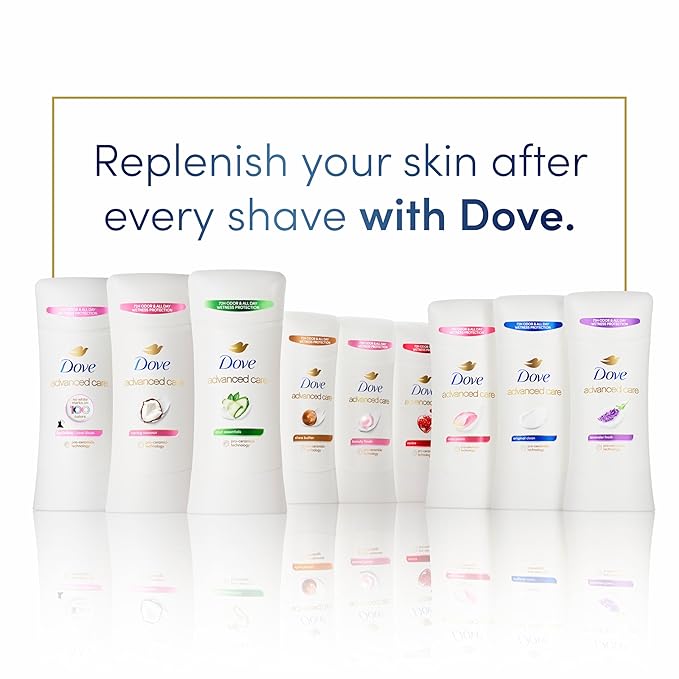 Dove Advanced Care Antiperspirant Deodorant Stick Original Clean 4 Count For helping skin barrier repair after shaving by boosting ceramide levels in your skin 2.6 oz