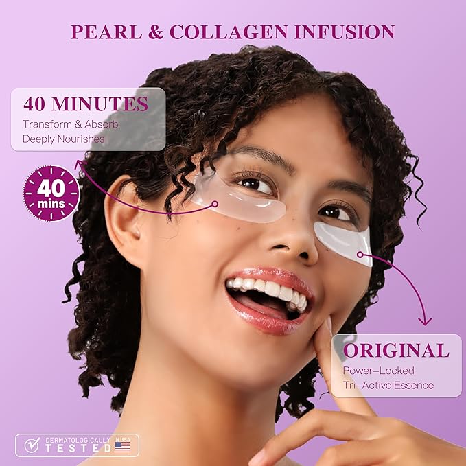 ICIKOL Collagen Under Eye Patches Mask - Undereye Patches for Dark Circles, Puffiness, Wrinkles - Gel Under Eye Patches, Birthday Gifts for Women - Gifts for Women - Vegan (12 Pairs, Pearl Powder)