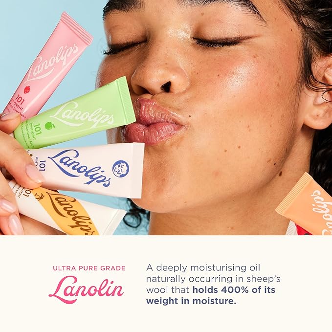Lanolips 101 Ointment - Lanolin Lip Balm for Smooth, Hydrated & Healthy Lips - Multipurpose Lip Ointment with Lanolin Oil for Dry Lips, Cuticles & More - Watermelon (0.52 oz)