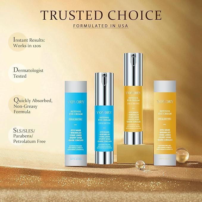 Retinol Under Eye Cream - Anti-Aging Eye Cream for Dark Circles and Puffiness, Eye Bags, Wrinkles Fine Lines Skin Care Treatment Hydrates & Lifts (20ml)