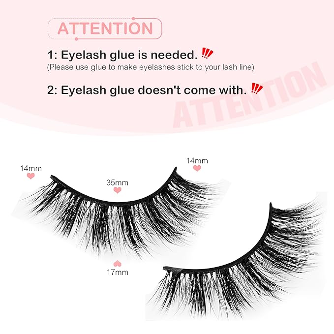 False Eyelashes Manga Anime Lashes, Wispy Volume Fake Lashes, Invisible Band for Cosplay, 8 Pairs Faux Mink Natural Look Spiky Eyelash Strips 17MM (Bright Sexy)
