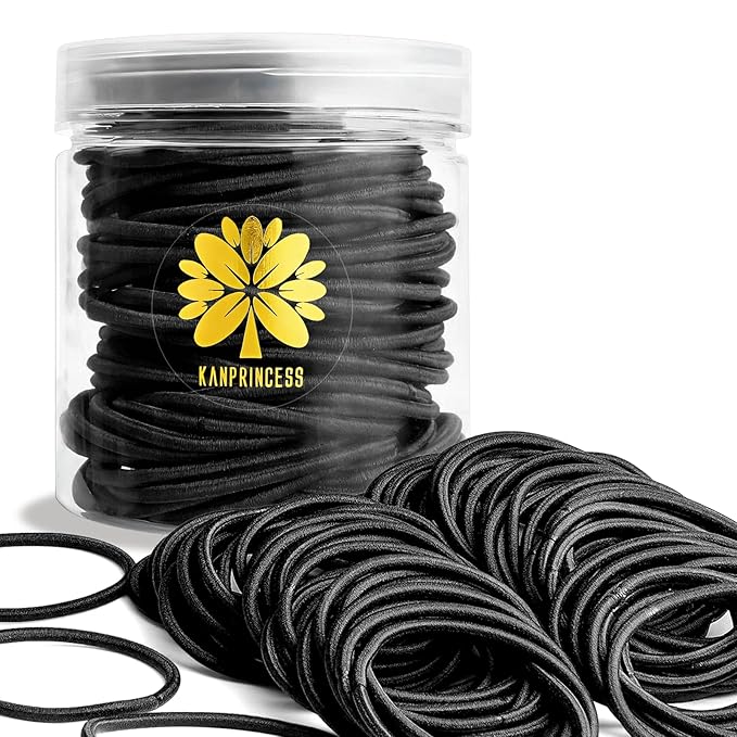 100PCS Black Hair Ties For Thick Hair, Ponytail Holders Hair Bands No Damage For Women, Elastic Thick Hair Ties Hair Bands For Girl Thin Hair (Black)