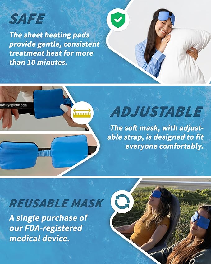 EyeGiene Insta-Warming Wafers Refill for Eye Mask - Portable Self Heating Masks for Dry Eyes -Multi-Use Heat Treatment for Dryness, Fatigue, Styes, Blepharitis - Steam Eye Mask for Dry Eyes (30 Pairs)