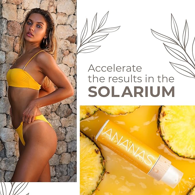 COCOSOLIS ANANAS Tanning Bed Lotion Accelerator - Organic Tanning Lotion with vitamin E & Pineapple Scent Ю Tanning Oil Enhancer For a Rich Chocolate Tan - Nourishing Body Lotion (6.76 fl oz)