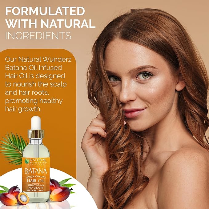 Natural Wunderz Batana Hair Oil – Nourishing Blend with Batana, Argan & Jojoba Oils – Supports Hair Growth, Shine & Scalp Health – 4 fl oz