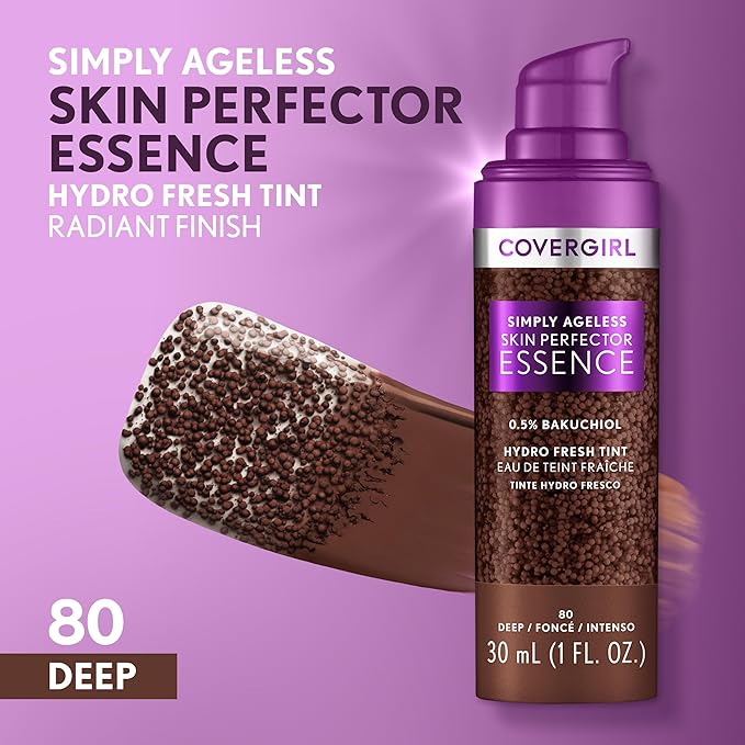 Covergirl Simply Ageless Skin Perfector Essence Foundation, 80 Vegan Formula, 1.0oz