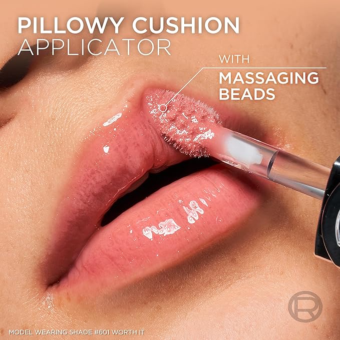 L'Oreal Paris Plump Ambition Hyaluron Lip Oil, 24 HR Lip Gloss with Hyaluronic Acid, Volumizing Formula with Glass-Like Shine, Cristal Clear 101, 0.16 Fl Oz