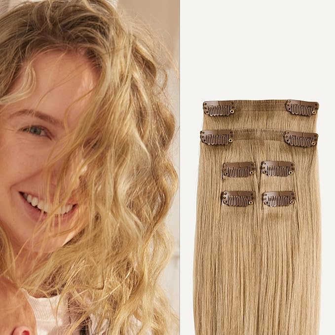 Luxy 100% Remy Human Hair Extensions for Thin Hair Thinning Hair Fill-Ins – 6 Seamless Wefts Multi-Dimensional Color Blend - Natural-Looking Volume & Coverage 80 grams 16" Dirty Blonde Balayage