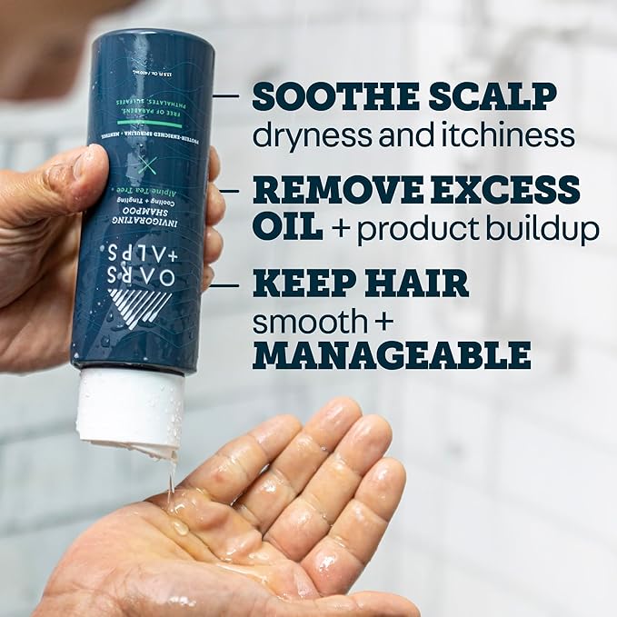 Oars + Alps Men's Sulfate Free Hair Shampoo for Men & Women, Shampoo for Hair Infused with Witch Hazel and Tea Tree Oil, Nourishing & Moisturizing, Paraben & Sulfate Free, Alpine Tea Tree, 13.5oz
